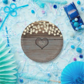 Hart gesneden in hout rustiek Western Papieren Bordje (Feest)