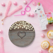 Hart gesneden in hout rustiek Western Papieren Bordje (Feest)