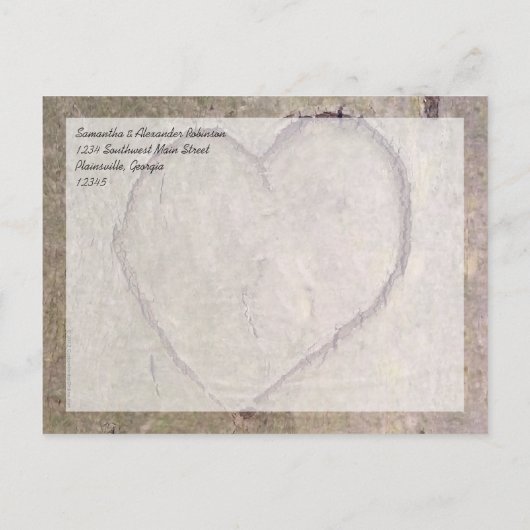 Hart Gesneden in Tree, Custom Save the Date Kaart (Achterkant)