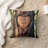 Hart gesneden namen Date Wood Tree Trunk Kussen (Deken)