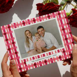Hart gestreepte familie moderne foto valentijnsdag feestdagenkaart