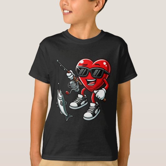 Hart Gevist Valentijnsdag Peuter Kinder Mannen Vis T-shirt (Voorkant)