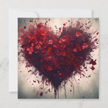 Hart gevuld met barstende rode bloemen