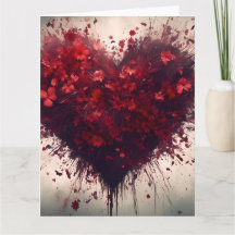 Hart gevuld met barstende rode bloemen