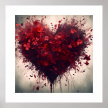 Hart gevuld met barstende rode bloemen