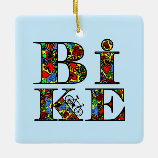 Hart Gevulde Fietstekst Keramisch Ornament (Voorkant)
