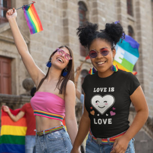 Hart Gezicht Liefde Is Liefde LGBTQ Lesbische Trot T-shirt