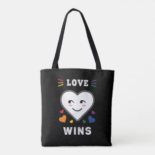 Hart gezicht liefde wint LGBTQ Gay Pride Tote Bag
