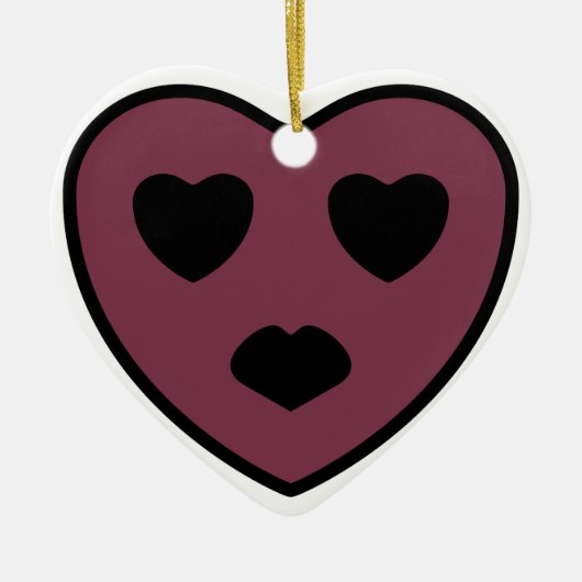 Hart Gezicht Pruilen Keramisch Ornament (Voorkant)