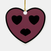 Hart Gezicht Pruilen Keramisch Ornament (Achterkant)