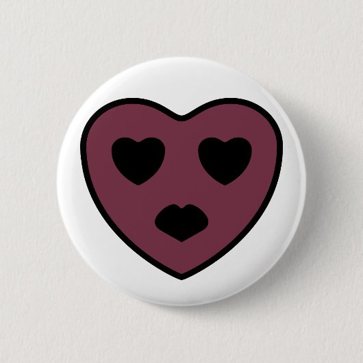 Hart gezicht pruilen ronde button 5,7 cm (Voorkant)