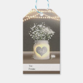 Hart Ggloed Mason Jar & Baby's Breath Wedding Cadeaulabel (Voorkant)