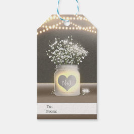 Hart Ggloed Mason Jar & Baby's Breath Wedding Cadeaulabel