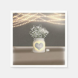 Hart Ggloed Mason Jar & Baby's Breath Wedding Servet