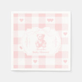 Hart Gingham Franse Teddydbeer Baby Shower Servet (Voorkant)