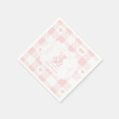 Hart Gingham Franse Teddydbeer Baby Shower Servet (Hoek)