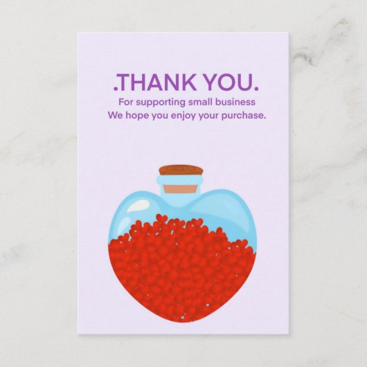 Hart glazen pot kaart, dank u klanten informatiekaartje (Voorkant)