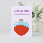 Hart glazen pot kaart, dank u klanten informatiekaartje (Staand voorkant)