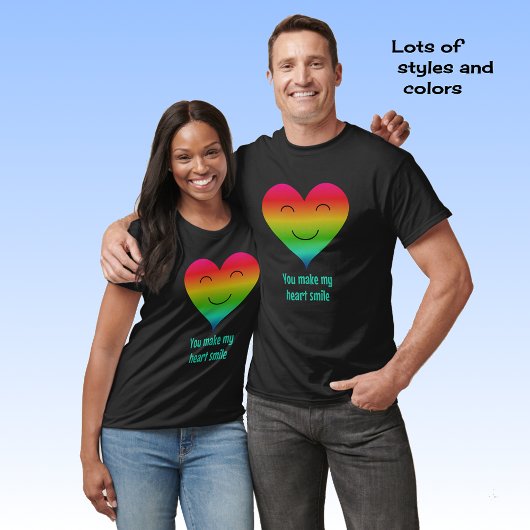 Hart glimlach regenboogkleuren t-shirt