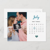 hart glitter fotokalender Zwangerschap/geboorte Aankondigingskaart (Voorkant / Achterkant)