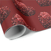 Hart glitter speurt patroon donkerrode Valentijnse Cadeaupapier (Rol Hoek)
