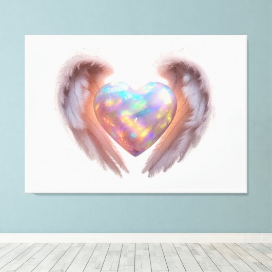 *~* Hart Gloeiende Engel Vleugels AP78 Opal Canvas Afdruk (Insitu (Houten vloer))