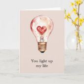 Hart gloeilamp licht mijn leven liefde kaart (Gele Bloem)