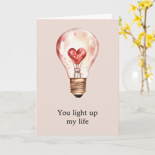 Hart gloeilamp licht mijn leven liefde kaart (Gele Bloem)