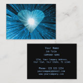 Hart Glow Blue visitekaartje zwarte haarkloby (Voorkant / Achterkant)