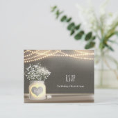 Hart Glowing Metselwerk Pot & Baby's Breath RSVP Uitnodiging Briefkaart (Staand voorkant)