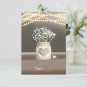 Hart Glowing Metselwerk Pot & Baby's Breath Tafel Kaart (Staand voorkant)