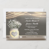 Hart Glowing Metselwerkpot & Baby's Breath Uitnodi Kaart (Voorkant)