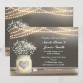 Hart Glowing Metselwerkpot & Baby's Breath Uitnodi Kaart (Voorkant / Achterkant)