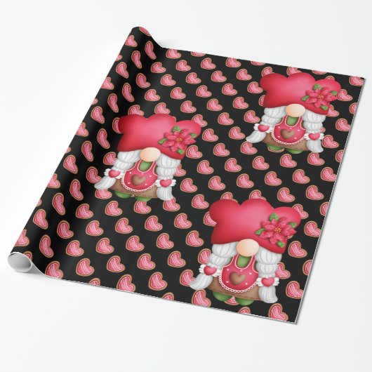 Hart Gnome Kleur aanpassen Cadeaupapier (Uitgerold)
