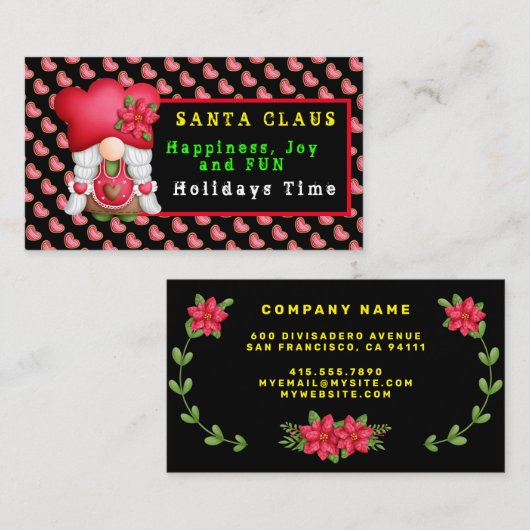 Hart Gnome Kleur en tekst aanpassen Visitekaartje (Voorkant / Achterkant)