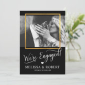 Hart Goud Folie WE'RE ENGAGED Trouwkaart | FOTO Kaart (Staand voorkant)