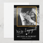 Hart Goud Folie WE'RE ENGAGED Trouwkaart | FOTO Kaart (Voorkant / Achterkant)