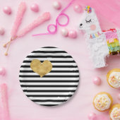 Hart goud in franse stijl papieren bordje (Feest)