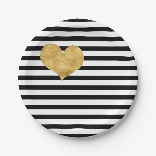 Hart goud in franse stijl papieren bordje (Voorkant)