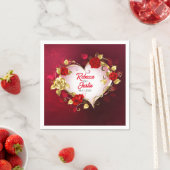 Hart Goud Rood Bloemen Modern Boho Servet (Insitu)