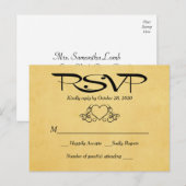  Hart Goud & Zwart RSVP Huwelijksreactie Uitnodiging Briefkaart (Voorkant / Achterkant)