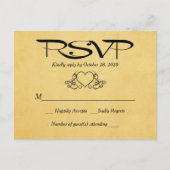 Hart Goud & Zwart RSVP Huwelijksreactie Uitnodiging Briefkaart (Voorkant)