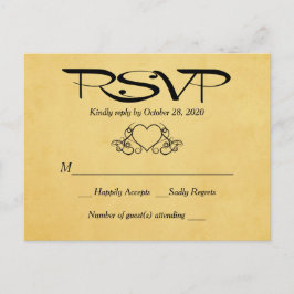  Hart Goud & Zwart RSVP Huwelijksreactie Uitnodiging Briefkaart
