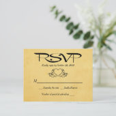  Hart Goud & Zwart RSVP Huwelijksreactie Uitnodiging Briefkaart (Staand voorkant)