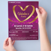 Hart Gouden Lint Paars Valentijn Feest Flyer (Hand)