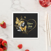 Hart Gouden Vlinders Zwart Modern Boho Servet (Insitu)