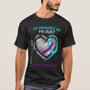 Hart grafisch ter herinnering aan tante zelfmoord  t-shirt