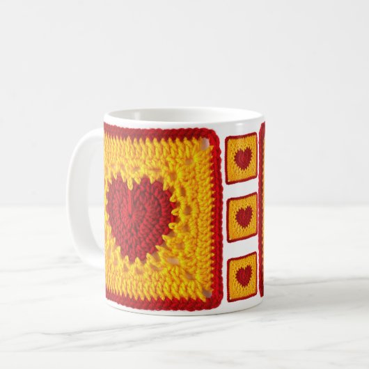 Hart Granny Square Coffee Mok (Voorkant links)