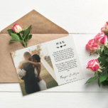 Hart & Greenery Gedrukte Berichtenweddenschap Beda Bedankkaart<br><div class="desc">De gemonogmed bruiloft bedankt je kaart die is gedrukt met twee van je trouwfoto's, een kleinere aan de ene kant en een grotere aan de andere kant. Een dank u bericht en uw trouwdatum die in zwarte teksten tegen een witte achtergrond met uw namen in een modern handtekeningsmanuscript wordt gedrukt....</div>