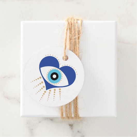 Hart Grieks Evil Eye Bedankjes Labels (In situ)